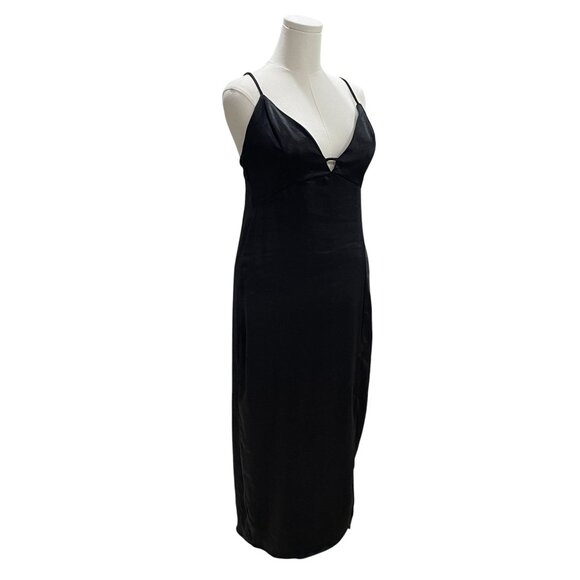 Black Satin Midi Slip Dress Wild Fable XXL Minimalist Occasion Holiday Glam - Picture 6 of 10